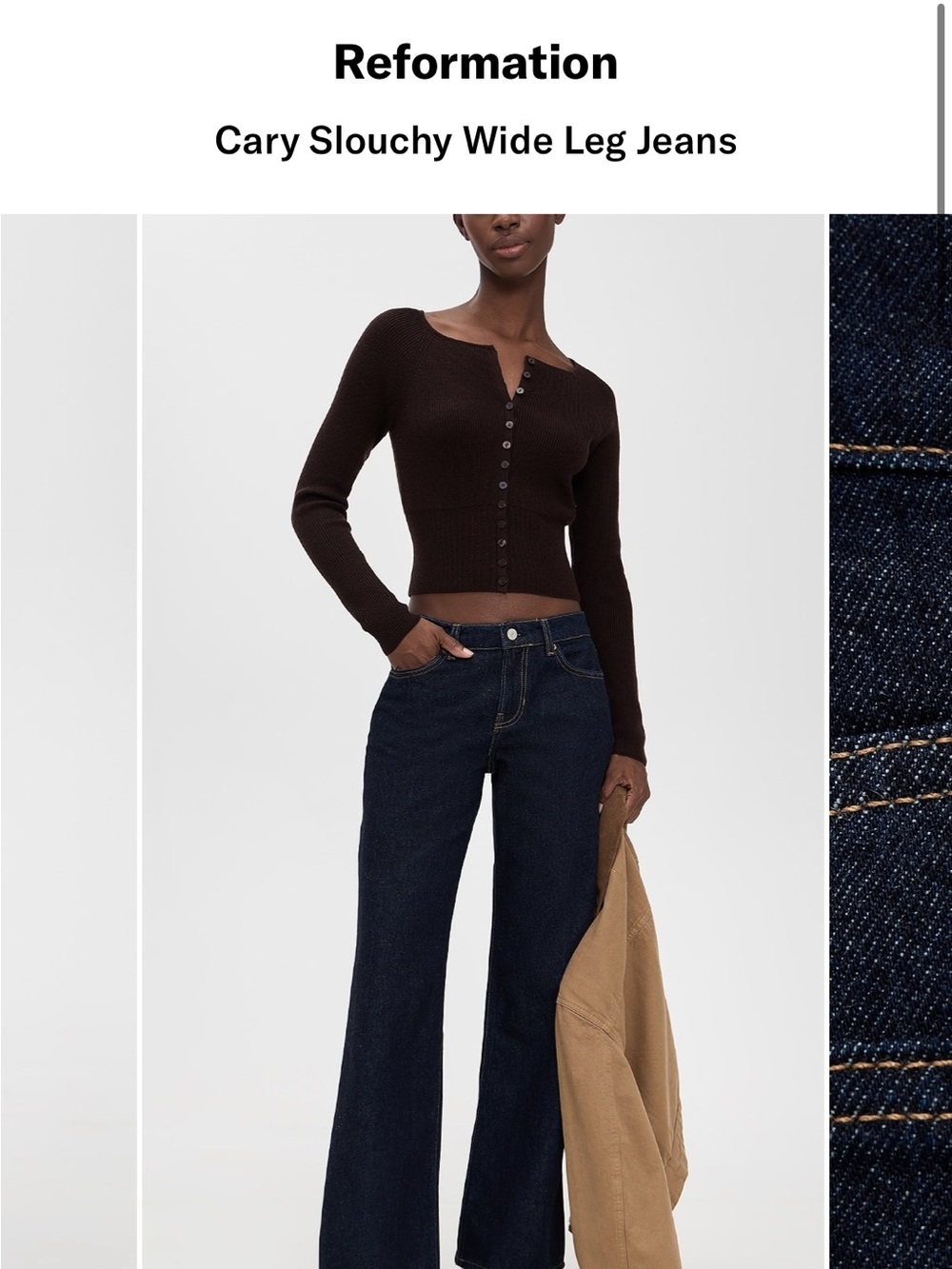 Reformation Indigo Cary Slouchy Wide-Leg Jeans